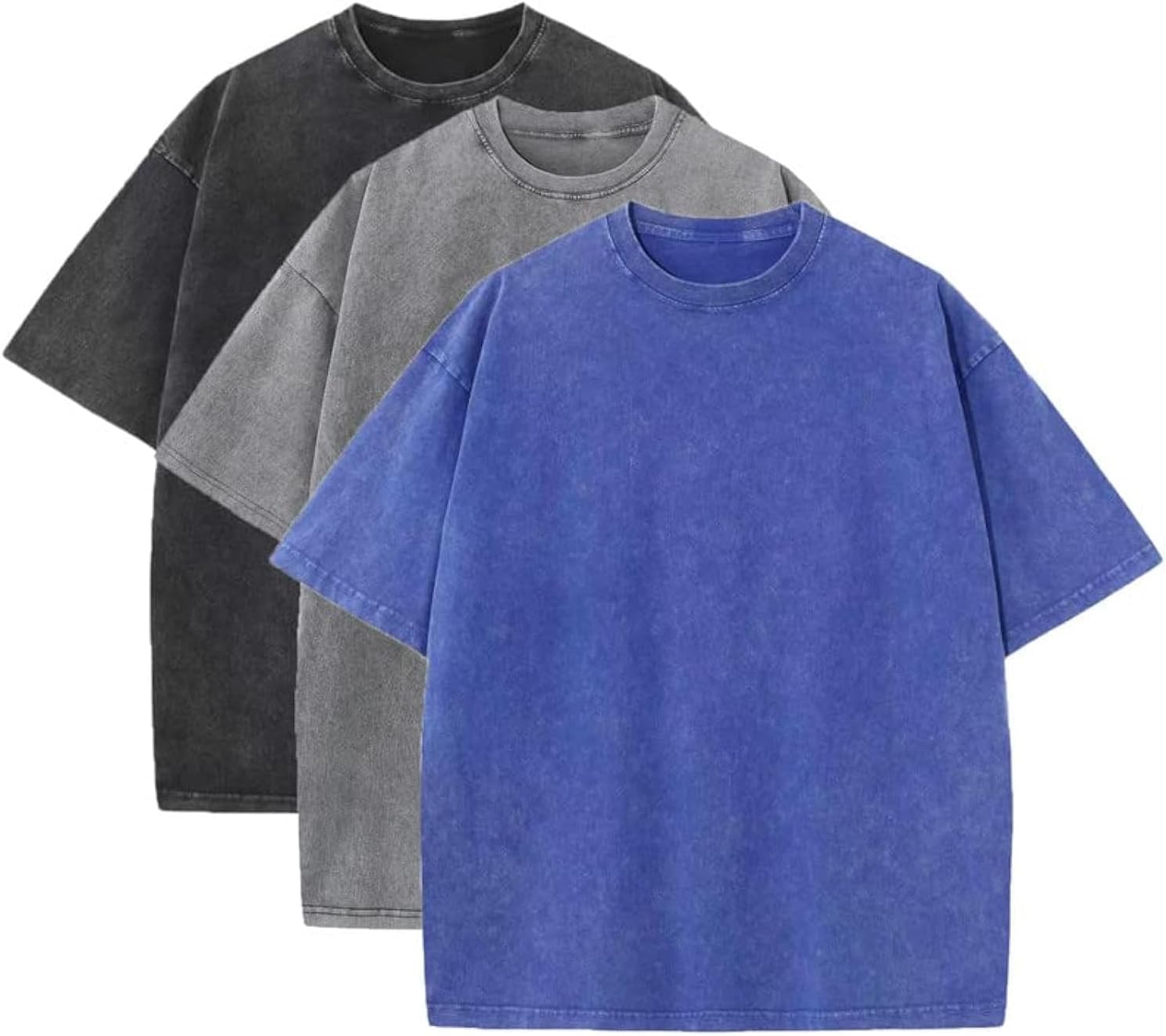 3 Pcs Men's Oversized Heavy Cotton Summer T-Shirts Vintage Tee Loose Fit Short Sleeve Casual Tshirts for Men Women - Image 8