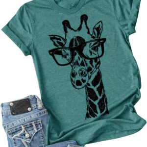 Auburet Womens Giraffe T Shirt Summer Funny Graphic Short Sleeve Crewneck Tees Casual Shirt Tops