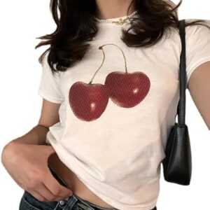 Baby Tees Y2k Shirt 2000s Fashion Cute Shirts 90s Outfit Woman Graphic Tees Y2k Vintage Clothes