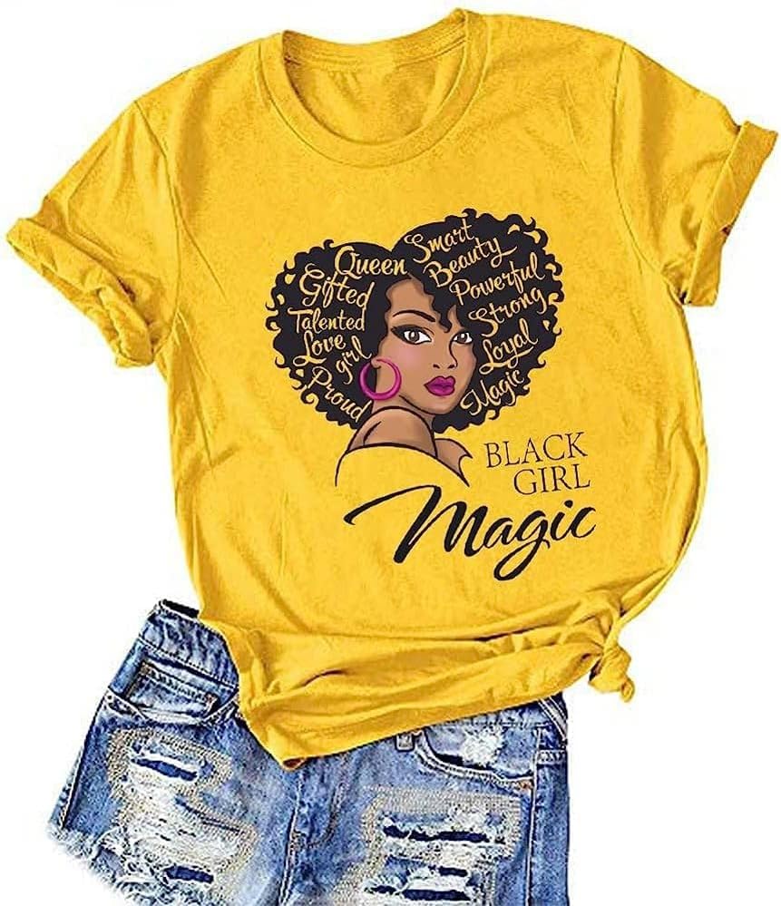 Black History Shirts Awareness Shirts Plus Size Tops for Women Afro American Natural Hair Vintage Melanin Tees - Image 16