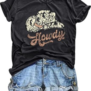 Country Music Shirt for Women Cow Skull Shirts Western Graphic T Shirts Rodeo Cowboy Short Sleeve Casual Tee Tops