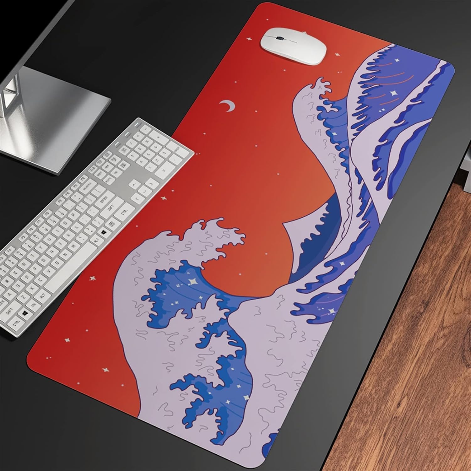 Great Wave Off Art Large Size Mouse Pad Natural Rubber PC Computer Gaming Mousepad Desk Mat Locking Edge for CS GO LOL (Color : SNC-004, Size : 1000x500x3mm)