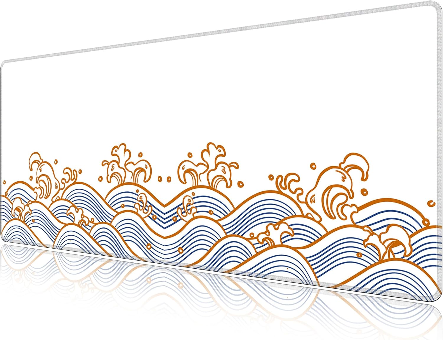 LL-COEUR Sea Wave Large Gaming Mouse Pad 55.1x23.6x0.12inch Long Computer Mouse Mat with Non-Slip Base Stitched Edges Office Desk Accessories Gifts XL