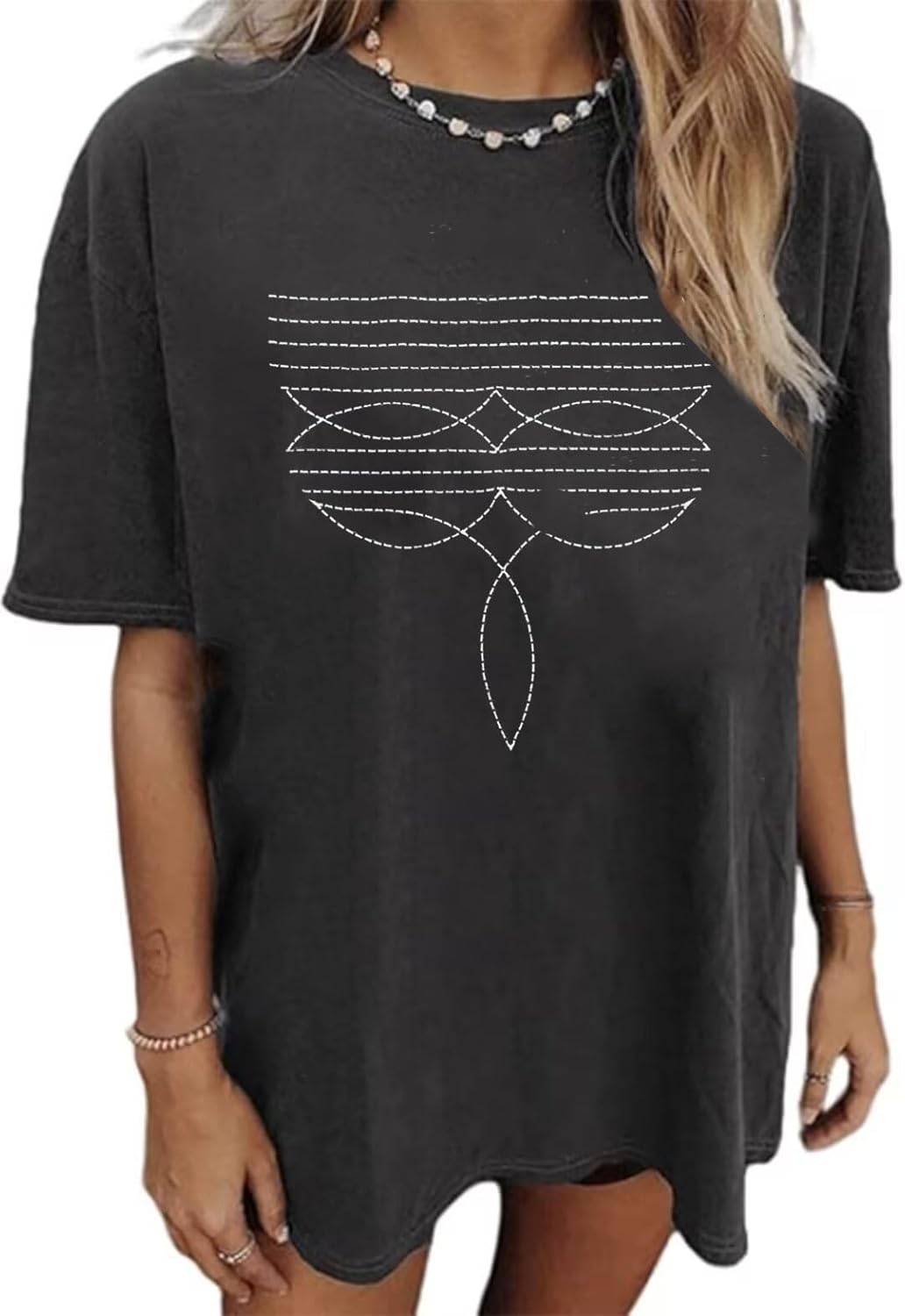 Oversized Wild West Cowboys T-Shirt for Women Vintage Country Music Tee Western Rodeo Graphic Tee Short Sleeve Loose Top - Image 19