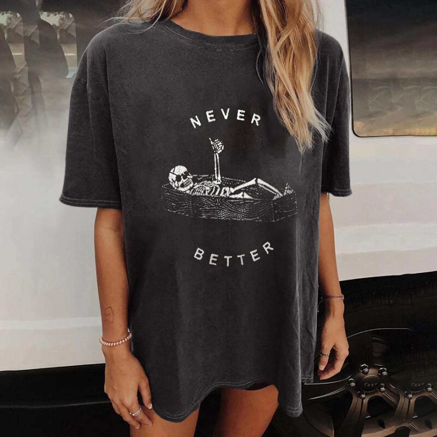 Summer Y2k Tops for Womens, Casual Vintage Short Sleeve T-Shirt, Girls Oversize Loose Round Neck Elastic Tee - Image 4