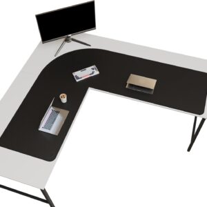 Vyaaa (59"+70.8") x 23.6" L Shaped Leather Desk Pad (Black), Dual-Sided Reversible PU Leather Desk Mat, Extra Large Mouse Pad, Compatible with L Shape Computer Desk for Home or Office