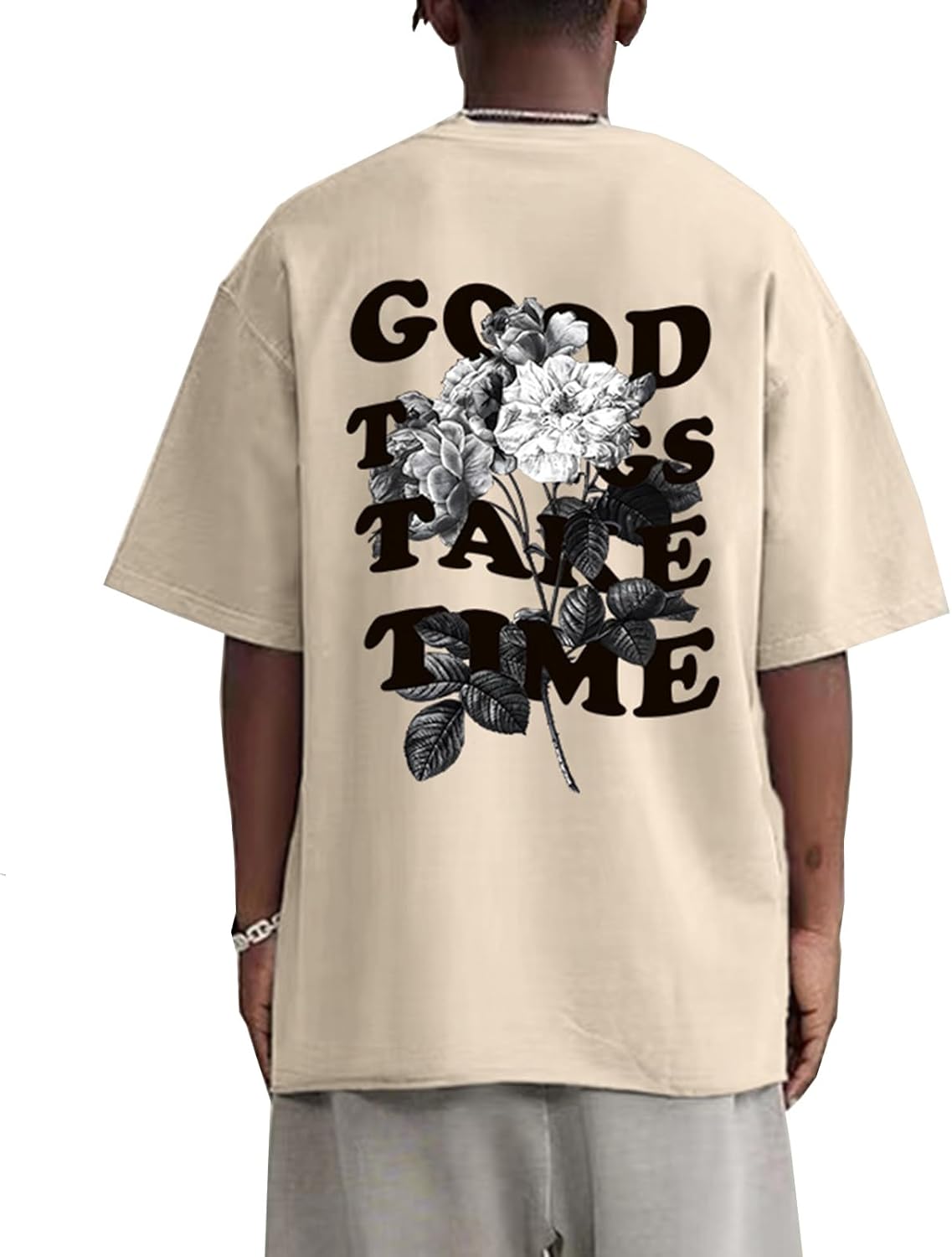 Werbavi Vintage Graphic Tees for Men Oversized Floral Letter Print Retro Streetwear T Shirts Casual Loose Fit Cotton Tops - Image 7