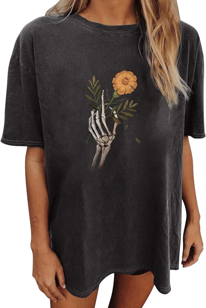 Wukreran Vintage Shirts for Women Cute Graphic Tee Spring Short Sleeve Tops Oversized Tshirts Teen Aesthetic Clothing - Image 8