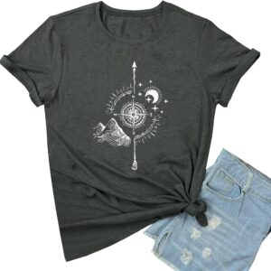 YITAN Women Soft Cute Tops Compass Graphic Tees